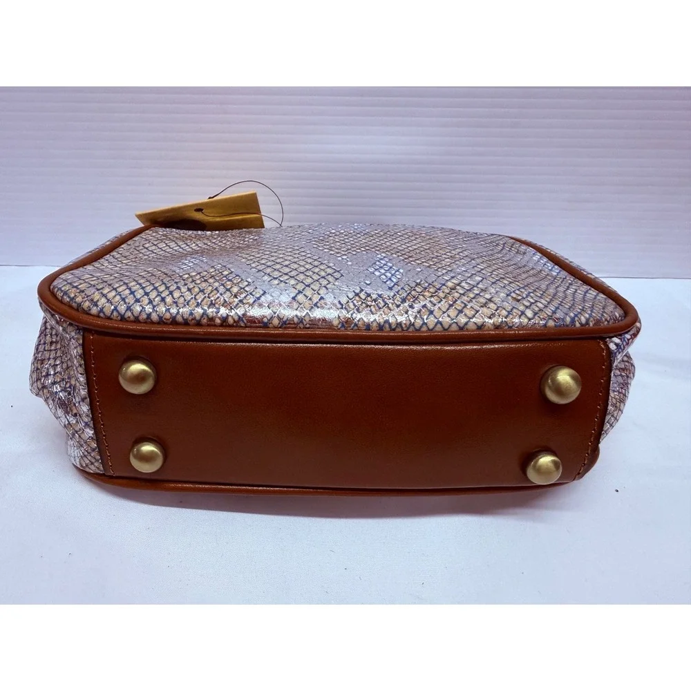Patricia Nash Metallic Phyton Satchel Antica Small Leather Frame Purse NWT